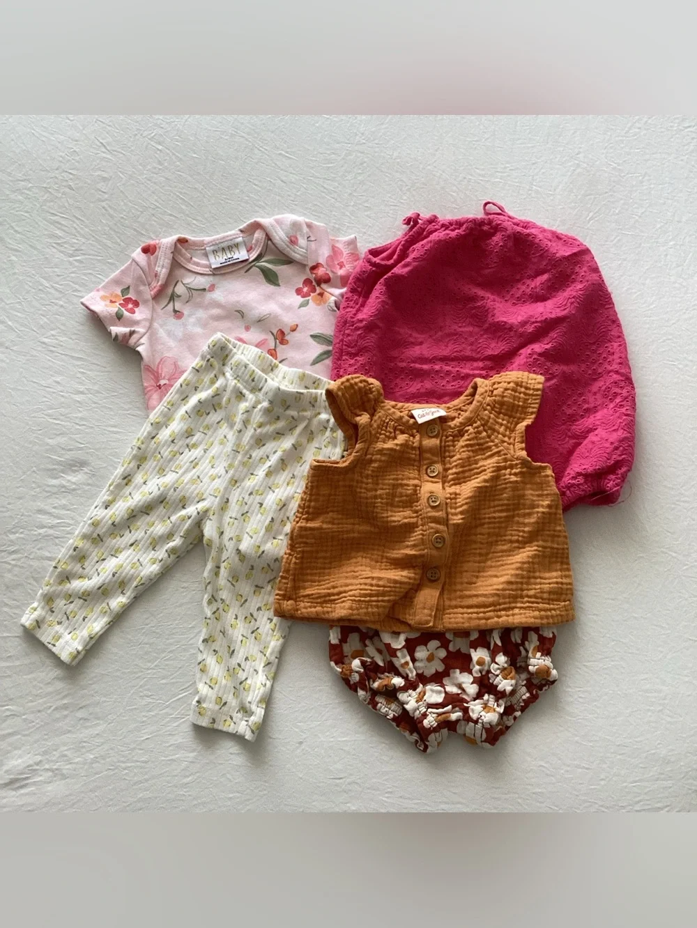 Mixed Baby Girl Bundle - Pink, Mustard, White Floral